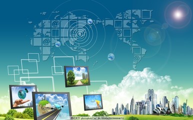 通信技術(shù)導(dǎo)航PSD素材 通訊技術(shù)發(fā)展的視覺橋梁